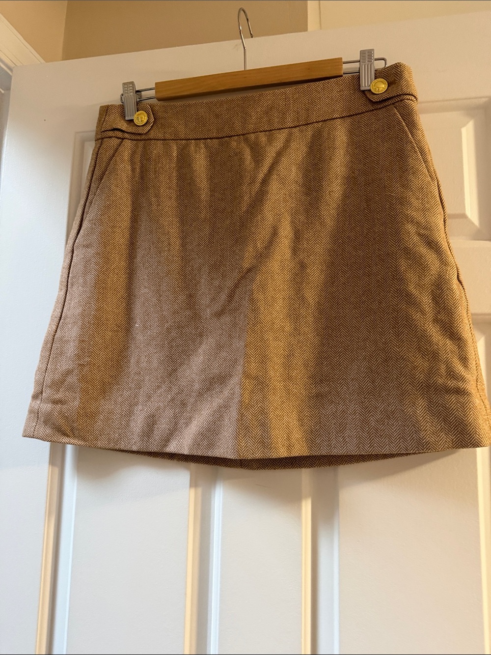J. Crew Camel/Tan Herringbone Mini Skirt
